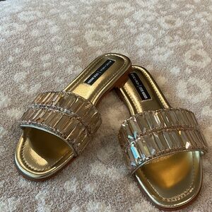 Steve Madden/ Jessica Rich  Gold Crystal Slide Sandals